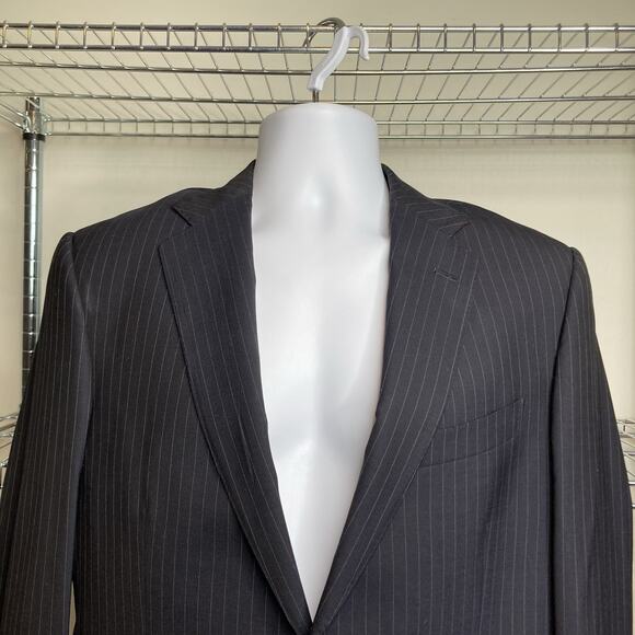 Etro Men's Navy Virgin Wool Striped Blazer Size 48 Old Money Classic Refined - Picture 9 of 14